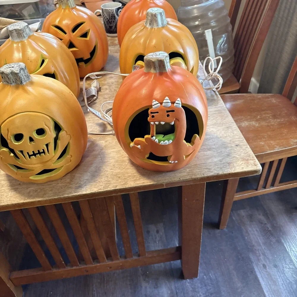 Vintage Halloween Light Up Jack O Lantern Pumpkin Lot 6 Seasons Target Decor